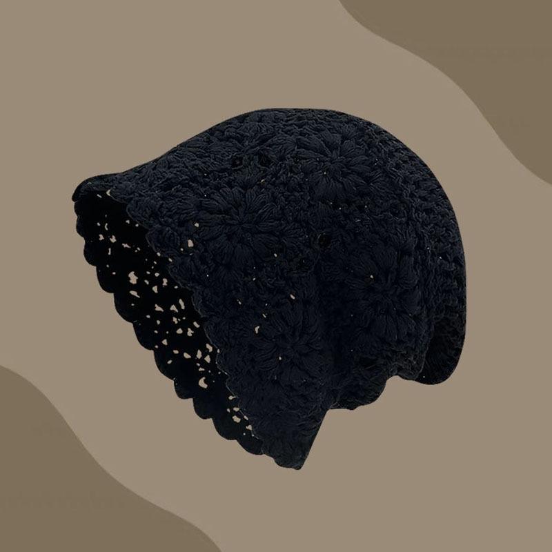 Fashion Style Hand Knitted Crochet Slouchy Beanie for Girls Retro Openwork Bucket Hat Ethnic Bohemian Design Photography Cap