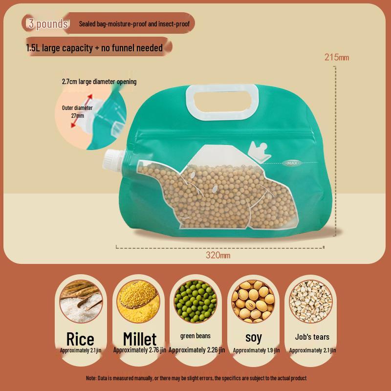 Insect-Proof Portable Rice Storage Container with Food-Grade Sealed Bags 3kg