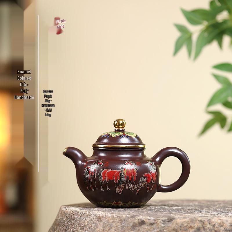 Handcrafted Enamel Painted Duqiu Zisha Teapot – Original Ore Purple Clay, Gift Boxed for Gongfu Tea Gift Box