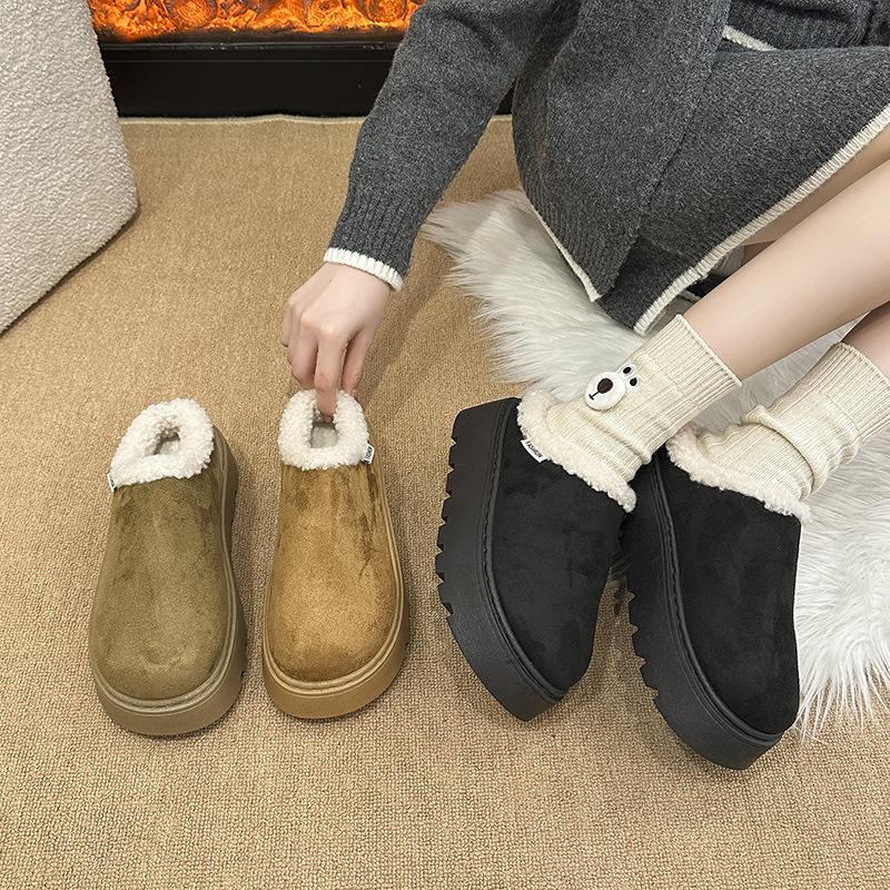 Large Size Fluffy Slippers for Women's Outer Wear 2025 Autumn and Winter New Velvet Casual Warm Thick-soled Bag Head Half Slippers