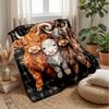 Curly-Haired Highland Cows Blanket Personalized Name Flannel Blanket Soft Cozy Plush Throw for Sofa Bed Lightweight Home Decor
