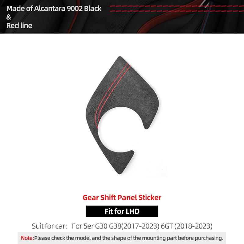 For BMW G30 G32 G38 Series 5 6 GT Made of Alcantara Gear Shifter Panel Trim Performance Sticker Car Interior Tuning Accessories Red  LHD