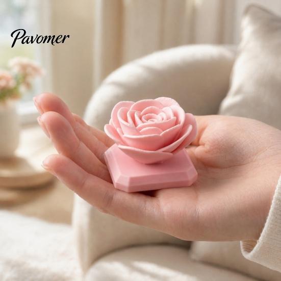 Compact Rose Decoration Flower Ornament, Stable Base Non-Slip 3D Printed Matte Solid Color Ornament Durable PLA Creative Artwork, for Home Office