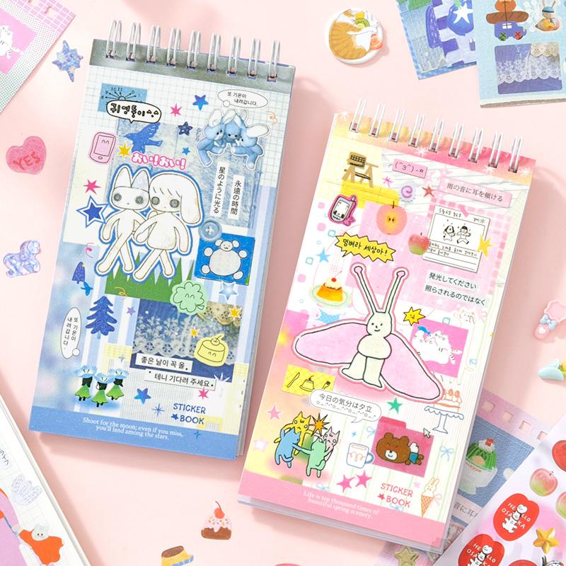 20 Sheets Cartoon PET Sticker Book Diy Diary Decoration School Supply INS Hand Account Stickers Scrapbooking Kawaii Stationery