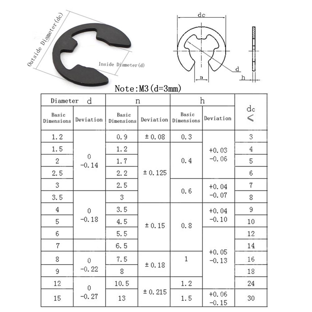Metal E Clip Washer Circlip Retaining Ring Durable Portable External Retaining Ring Clip Circlip Washer