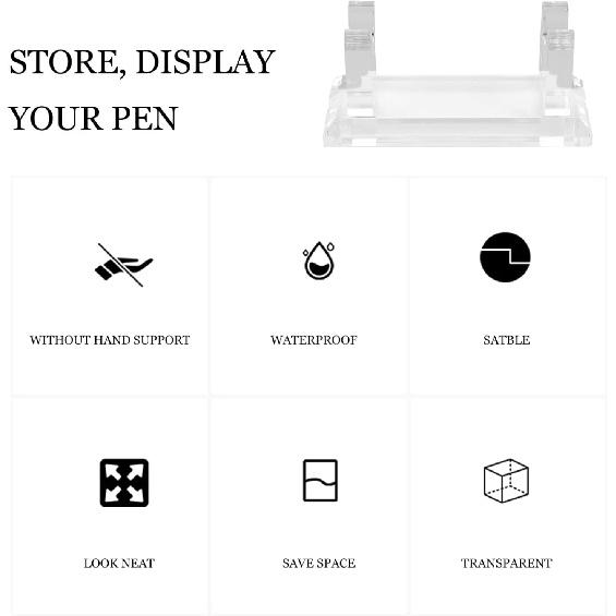 iplusmile Shelf Bracket Acrylic Pen Holder Clear Makeup Brush Rack Organizer Ballpoint Pen Wand Holder Showcase Paintbrush Drying Rack for Home