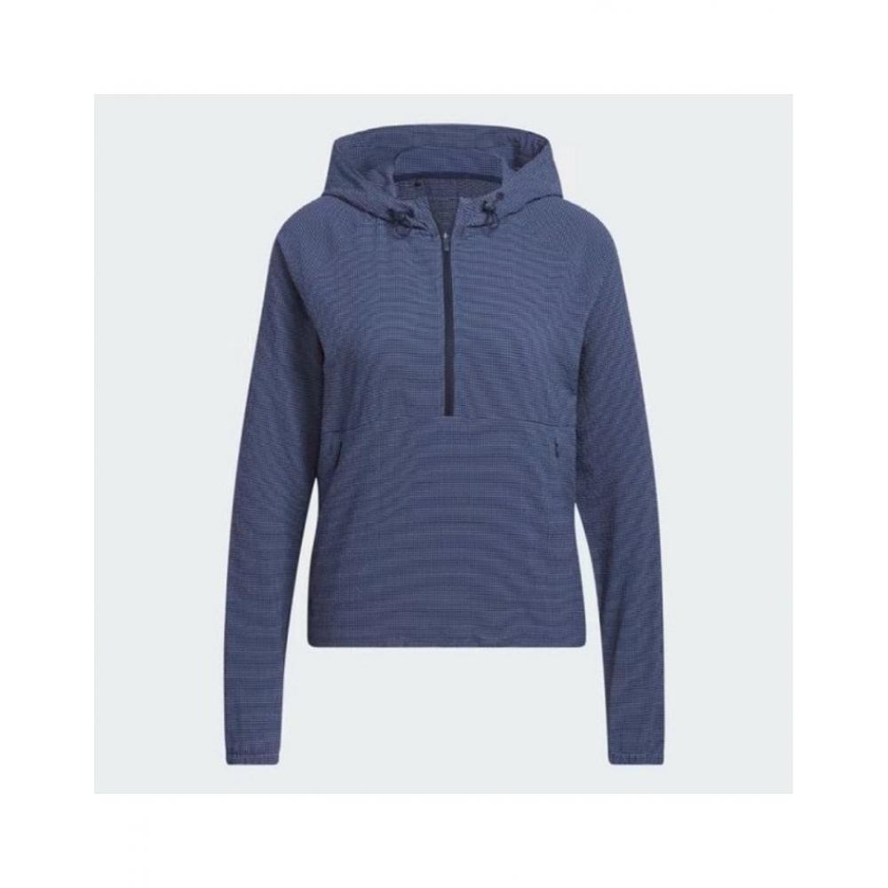 

Adidas Женская толстовка с капюшоном и застежкой-молнией на четверть длины с сирсакером Анорак navy HS8971/XS