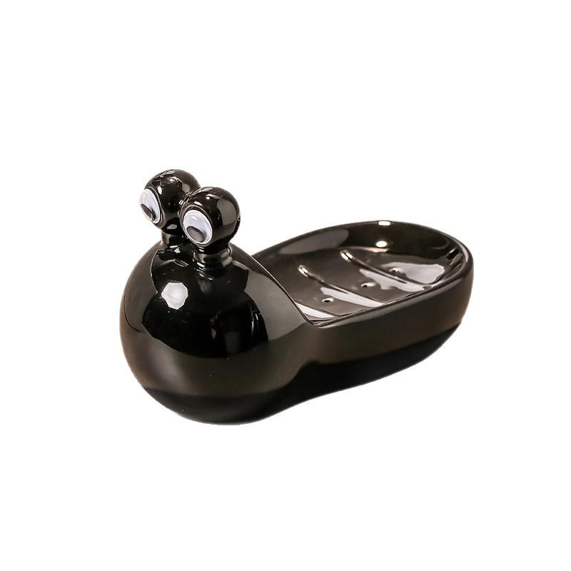 Creative Snail Ceramic Soap Dish with Water Filter for Bathroom
