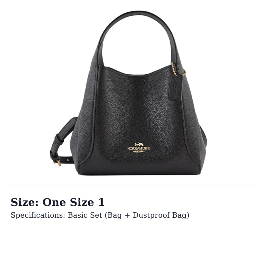 COACH Hadley Detachable Strap Polished Pebbled Leather Basket Bag, Crossbody Handbag Small Women's Black 78800-GDBLK