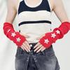 Knitted Arm Warmers Girls Fingerless Long Wrist Gloves Winter Star Arm Sleeves with Thumb Hole for Women Street Wear Parties