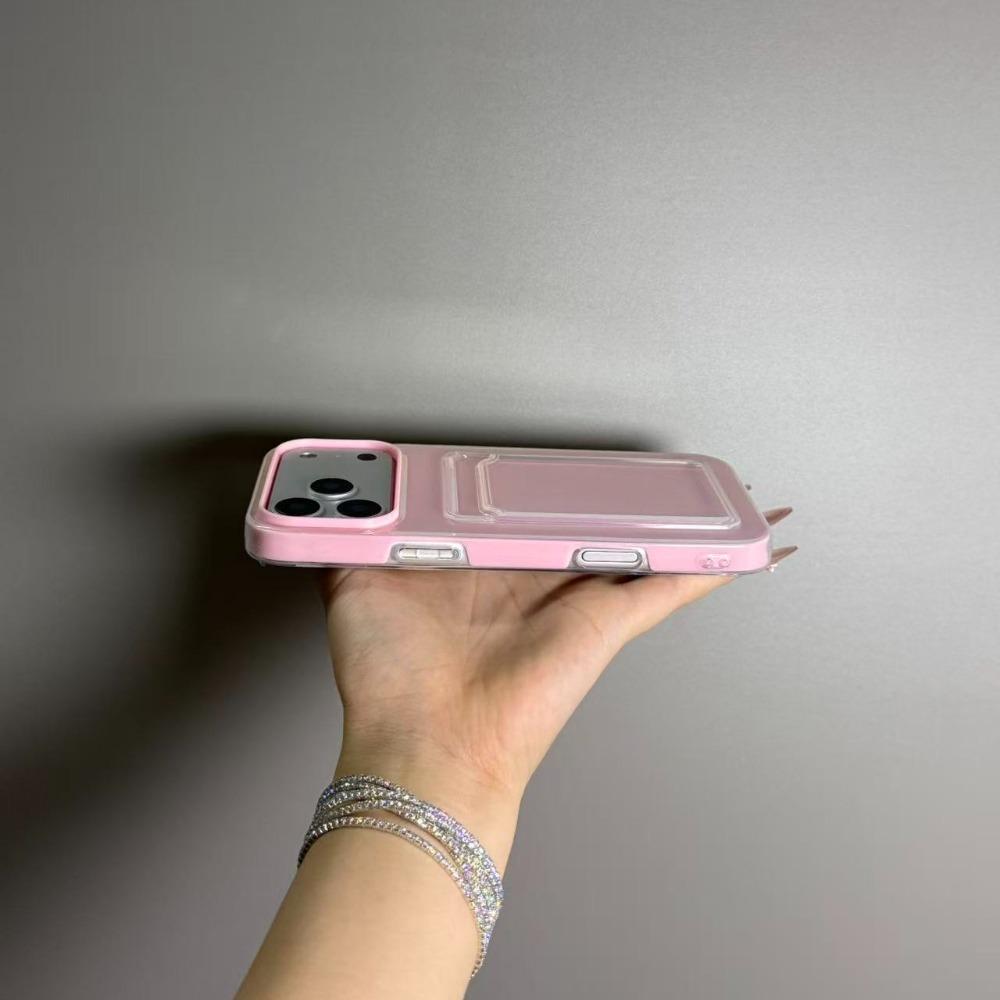 2 IN 1 Card Slot Holder Phone Case for iPhone 17 Air 16 15 14 13 12 Pro Max 11 Candy Color Clear Photo Clip Wallet Bag Cover