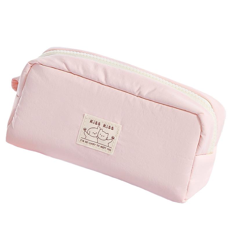 

Adorable Lucky Cat Pencil Case Cute Cartoon Soft Stationery Bag Large Capacity Solid Color Organizer Aesthetic School Supplies