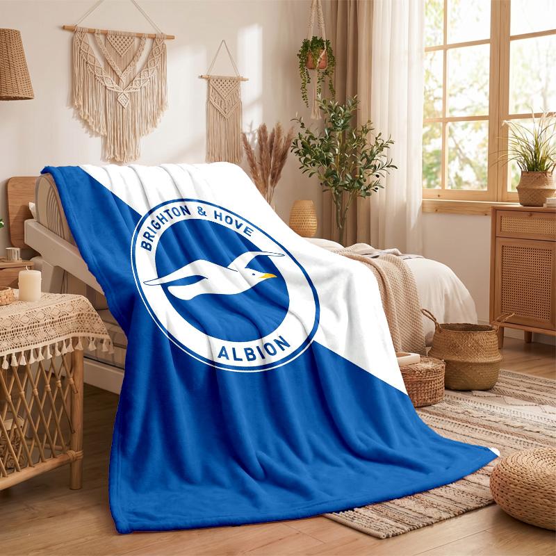Brighton & Hove Albion Football Print Flannel Blanket Soft Warm Sofa Bed Throw Blanket For Home Office Bedroom