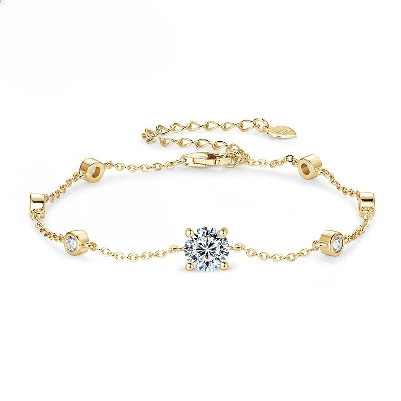 Moissanite Diamond Bracelet for Women Silver Adjustable Chain Bracelet Trend Jewelry Gift