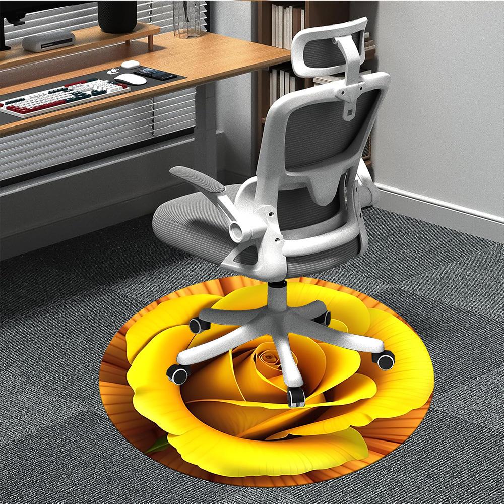 1 Stück Gelbe Rose Stuhlteppich für das Büro, Rutschfest, Weich und Langlebig, Perfekt für das Büro yy260131025