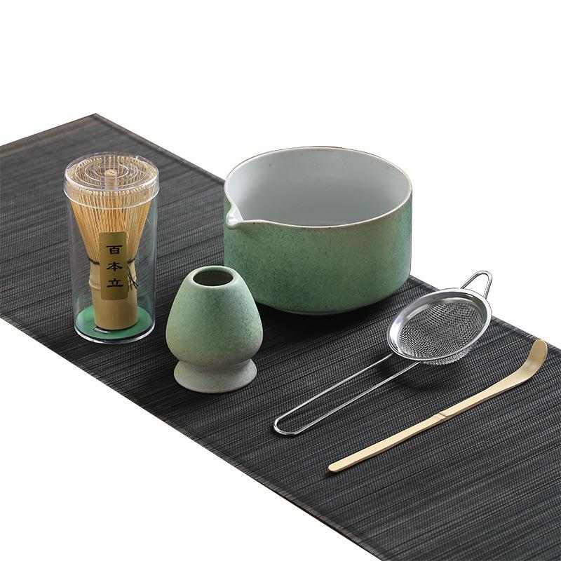4/5PCS Japanese Matcha Blender Set Ceramic Chawan Bowl Bamboo Whisk and Tea Scoop Matcha Tools Kit for Tea Lovers