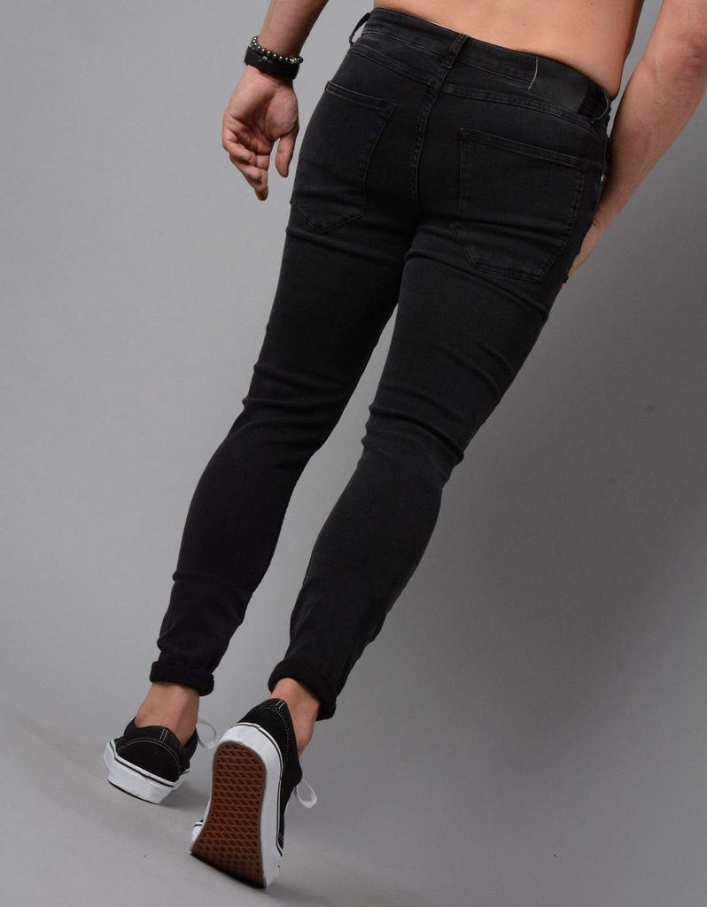 Petit de Français Men's Distressed Washed Denim Jogger Pants, Ankle Length, Blue, Spring Vintage, Straight Denim, D-16 (Black, Size 04 XL)