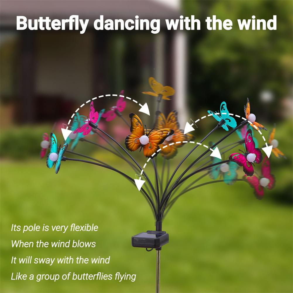 Solar Garden Lights Solar Outdoor Butterfly Lights Wind Swaying Outdoor Lights For Outside Fence Yard Lawn Garden Decor