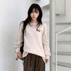 New Arrivals Open Run Women Vintage Back Lettering Cotton Loose Fit Long Sleeve