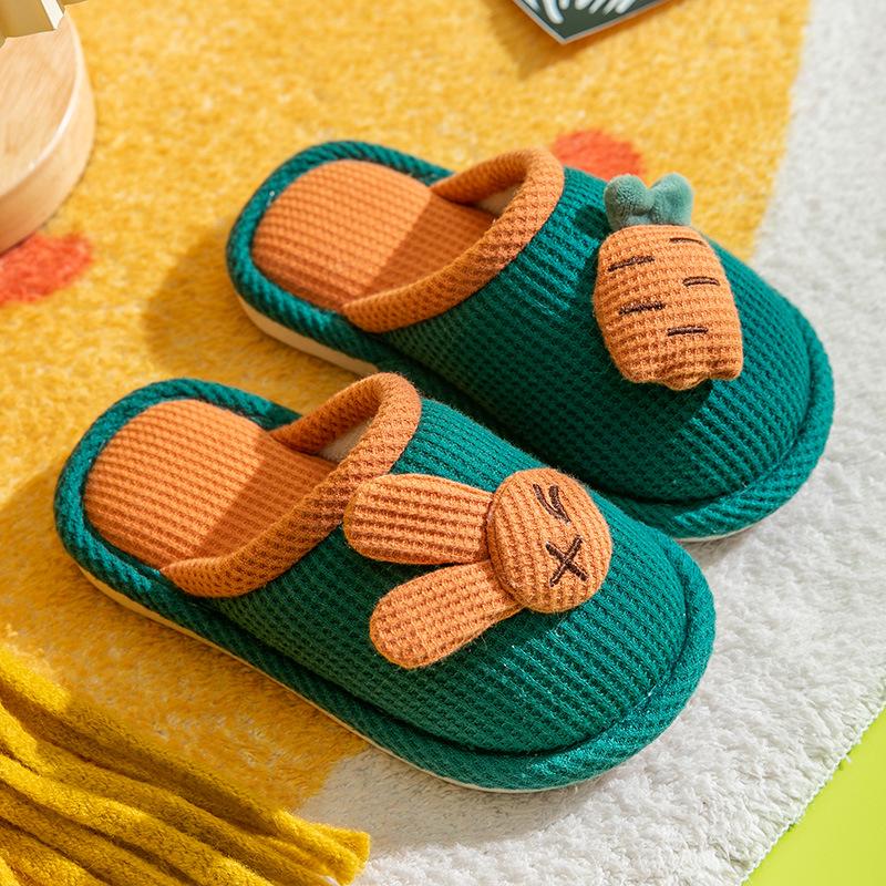Süße rutschfeste Baumwollhausschuhe für Kinder - Prinzessinnen- & Hasen-Designs, Perfekt für den Innenbereich im Herbst/Winter
