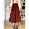 Vintage Harajuku Corduroy A Word Skirt Women Autumn Winter New 2024 New High Waist Midi Black Red Loose All-match Pleated Skirts