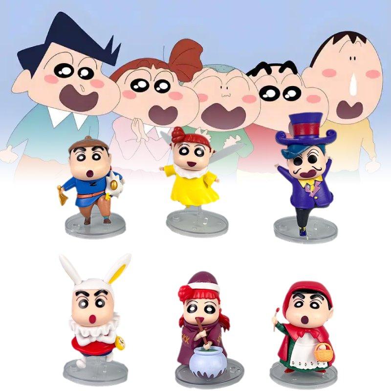 Crayon 6pcs Shin Chan Toy Doll Pvc Model Desktop Decoration Ornament Gifts Child
