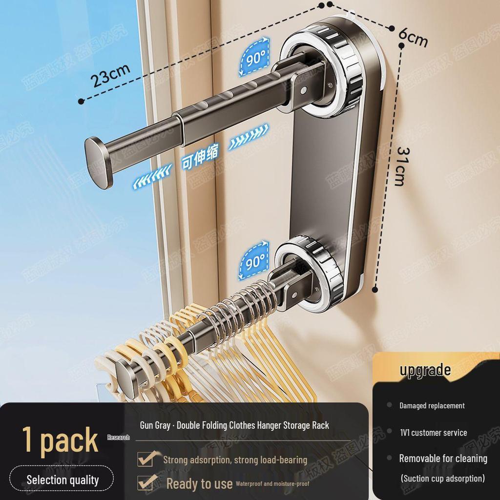 No-Drill Telescopic Wall-Mounted Clothes Drying Rack for Home Balcony