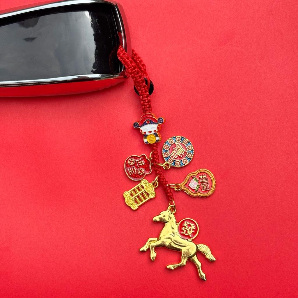 Year Of The Horse Lucky Fortune Keychain Mobile Phone Lanyard Zodiac Horse Pendant Bag Hanging Accessories  Year Gift