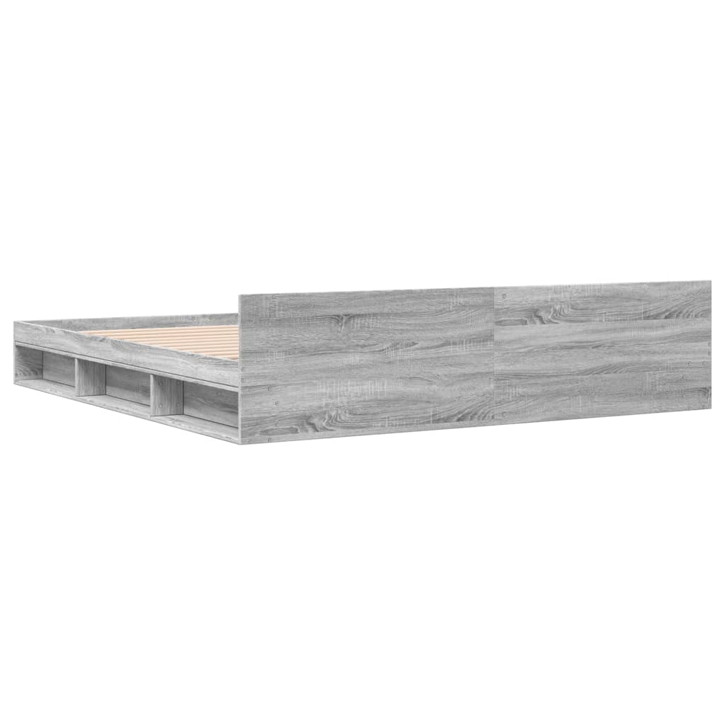 Bed Frame with Drawers Gray Sonoma 180x200 cm Particleboard