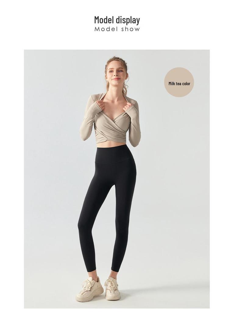 Women's Long Sleeve Yoga Top with Fixed Cups - Autumn/Winter Pilates Fitness Wearing Apparel