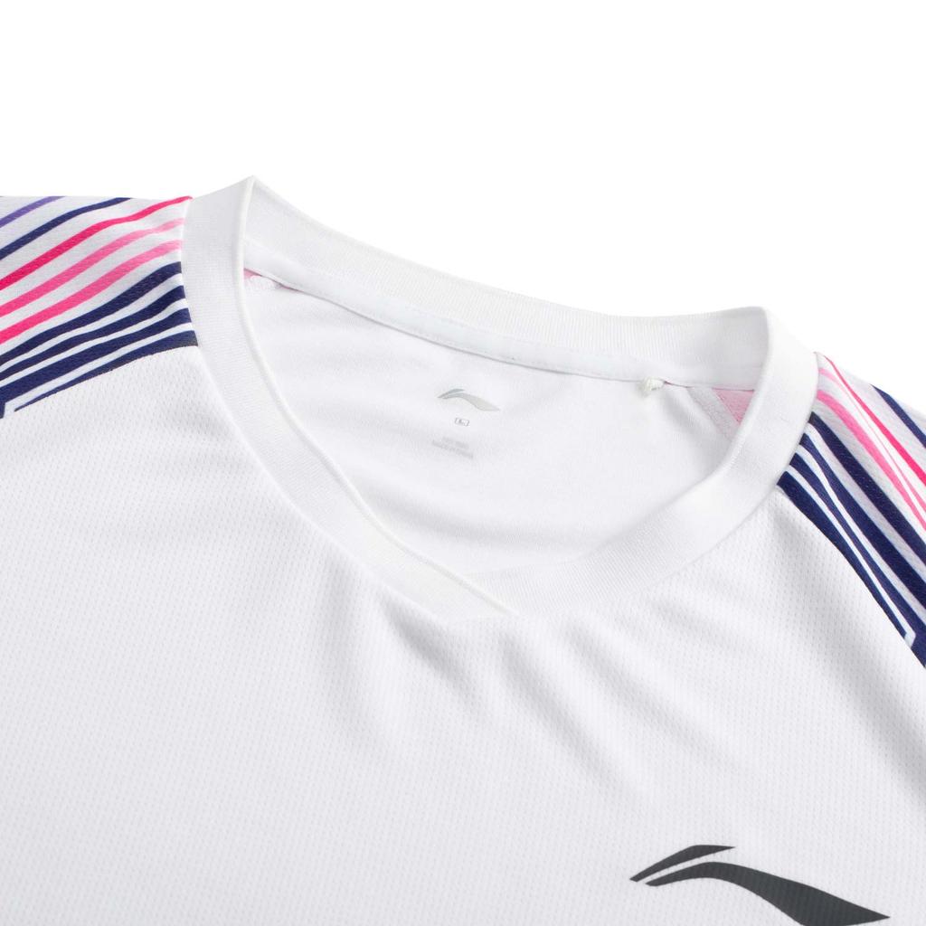 Li-Ning Color Block V-Neck Casual Short Sleeve T-Shirt Unisex Tops Standard-White AAYV157-2
