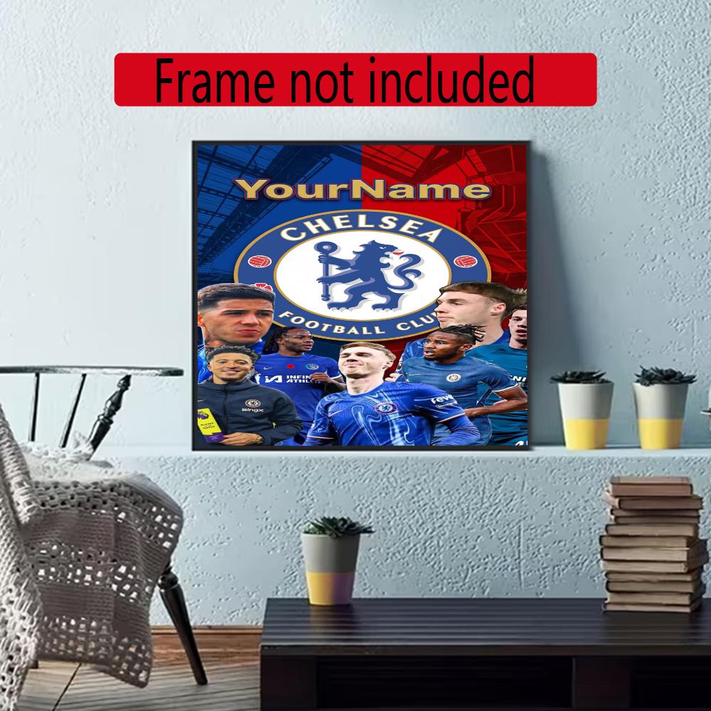 Chelsea Fc Customize Your Name Diamond Painting Round Diamond Rhinestones Mosaic Diamond Embroidery Wall Paintings Rhinestones Gift Frameless