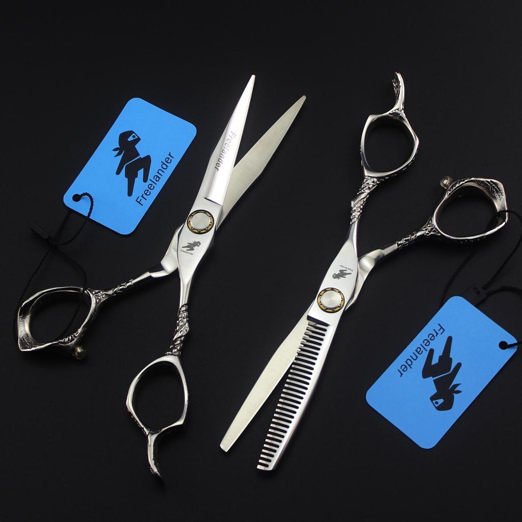 6.0-Inch LBG-60 Barber & Hairdressing Scissors: Straight, Bangs & Serrated Shears with Thinning Bearing Screw