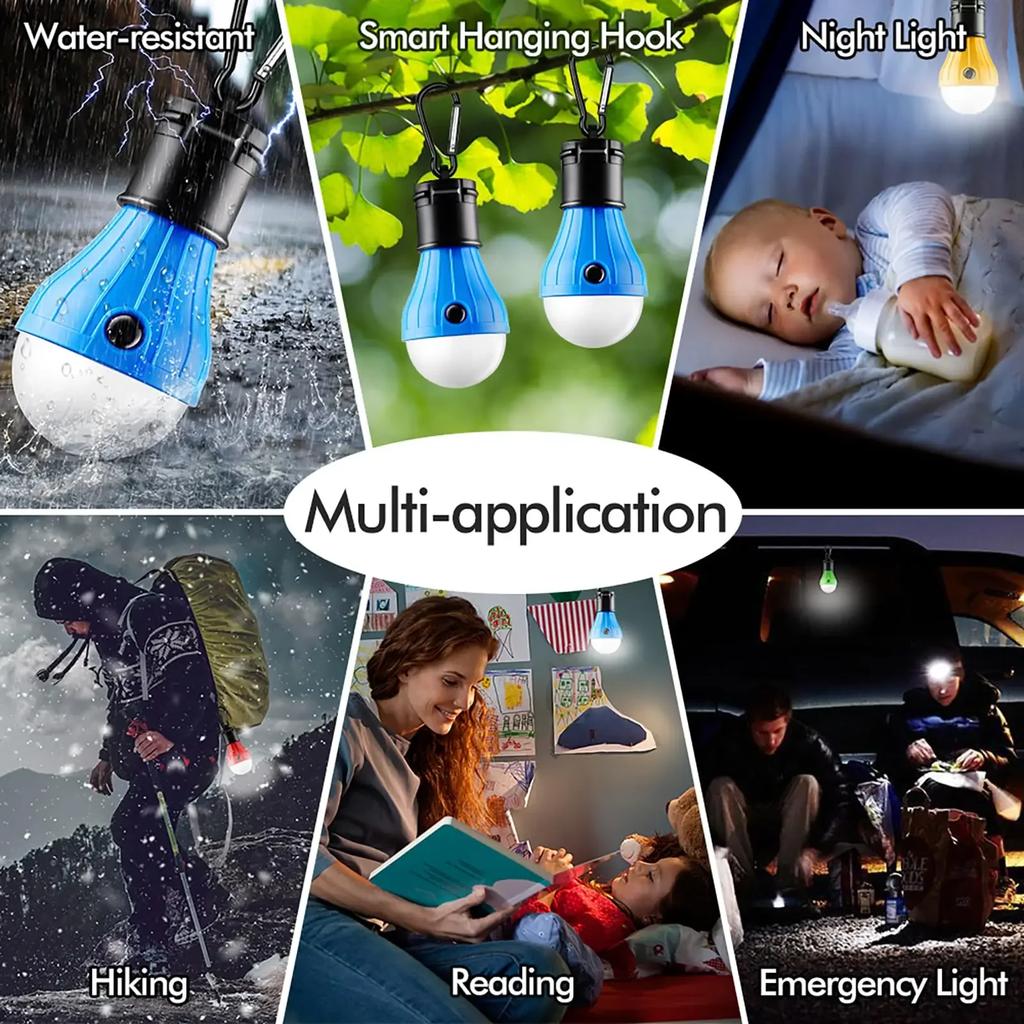 Portable LED Camping Tent Light with Hook - 3 Lighting Modes | Perfect for Camping, Hiking, Outdoor, Fishing & Emergency Use