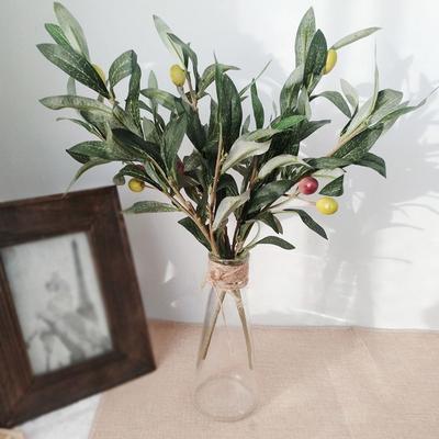 Plastic Simulated Olive Leaf Green Olive Tree Branches Artificial Olive Branch  Interior Decor