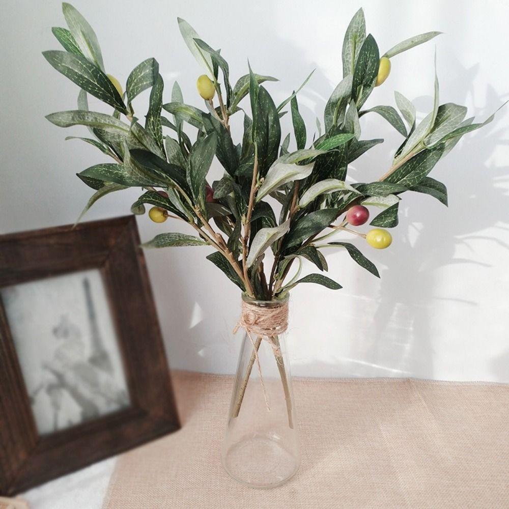 Plastic Artificial Olive Branch With Olive Fruit Fake Plant Decoration DIY Projects