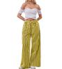 2024 Women's European & American Casual Striped Low Waist Wide Leg Drawstring Multi-Pocket Pants