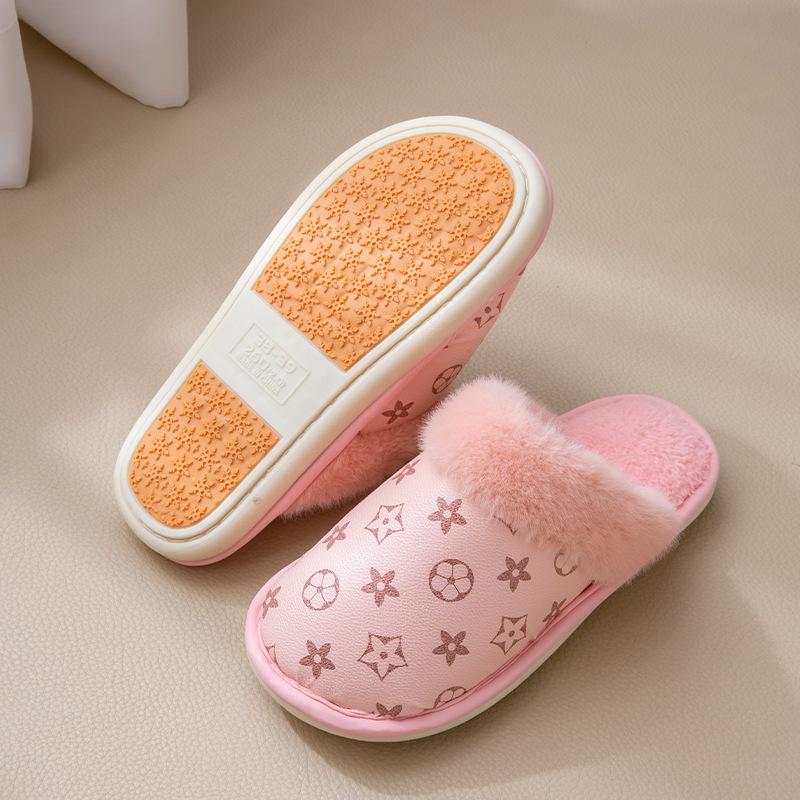 New Home Thermal and Fleece Home Slippers Thick-bottomed Plush Autumn and Winter Cotton Slippers, High-end Non-slip Winter Outer Wear
