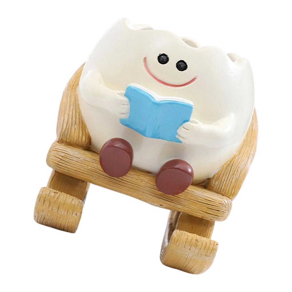 Cute Sit Rocking Chair Succulents Flower Pots with Drain Hole Smile Faces Planter Pot, Cartoon Resin Pot for Indoor