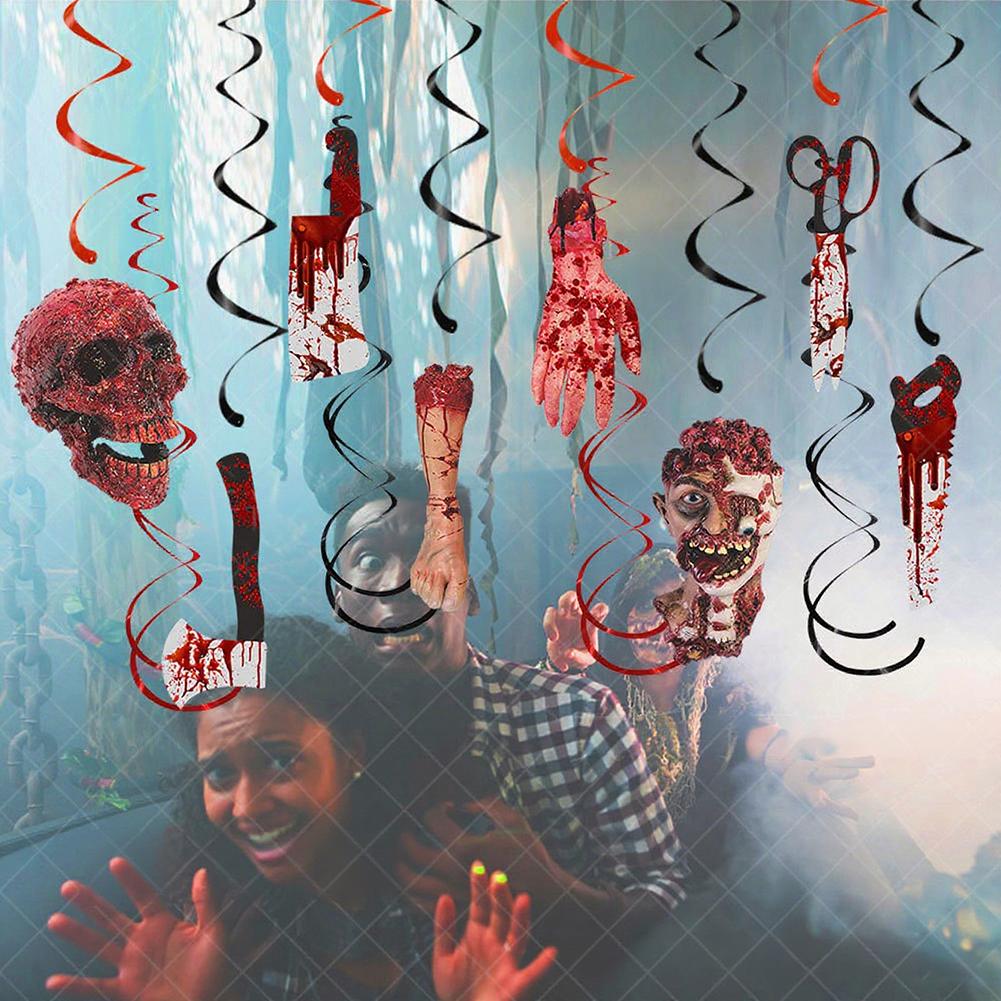 Halloween Spiral Hanging Decor Haunted House Prop Creepy Hanging Ornaments Indoor/Outdoor Halloween Decor