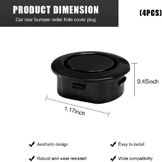 4 Car Rear Bumper Radar Hole Cover,Durable Plastic Front Bumper Sensor Hole Plug,Waterproof Radar Hole Plug Body Protection Accessories,Suitable for