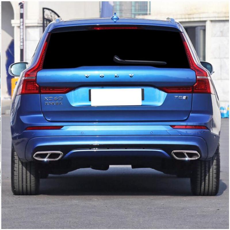 Car-styling 2018    for Volvo Xc60 Tail Throat Decorative Box Xc60 Four Stainless Steel Exhaust Pipe Trim