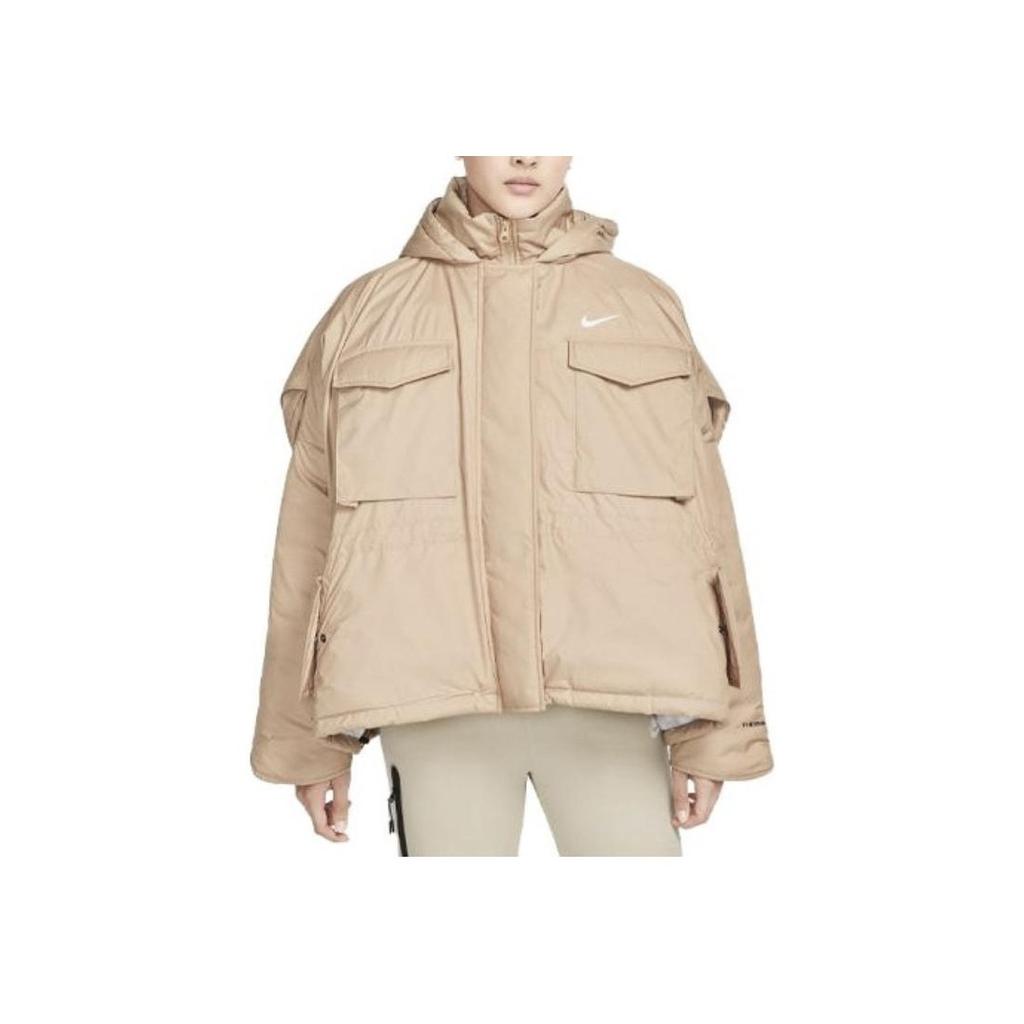 Nike Therma-Fit Repel M65 Einfarbig Kapuzenjacke Locker Langarm Baumwolljacke Damenjacke Khaki Weiß DD4649-200