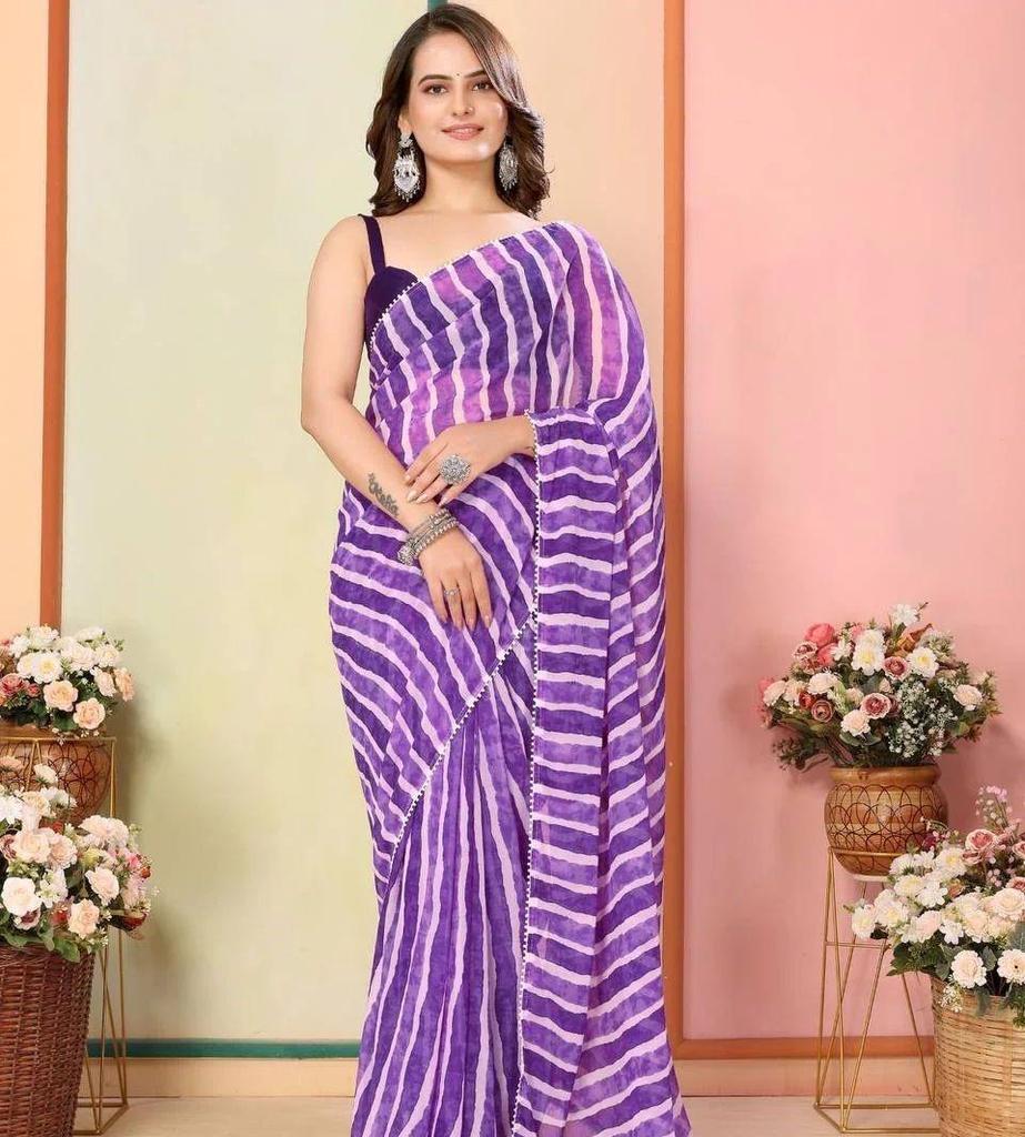 Trending Indian Ready To Wear Georgette  Saree In Laheriya Design