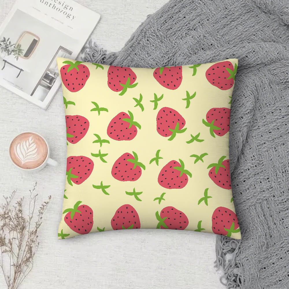 Cartoon Strawberry Pillow Case Square Double-Sided Printing Sofa Cushion Cover Pillowcase Bedroom Bedside