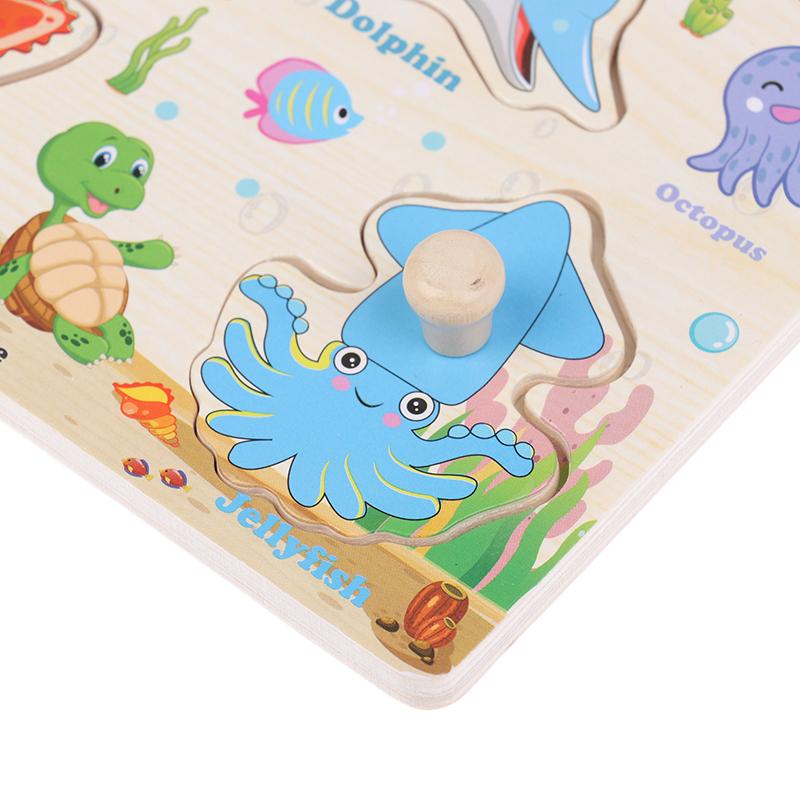 1 Set Cartoon Tier Verkehr Handgreifbretter Holzpuzzle Montessori Spielzeug für Kinder Frühes Lernen Lernspielzeug