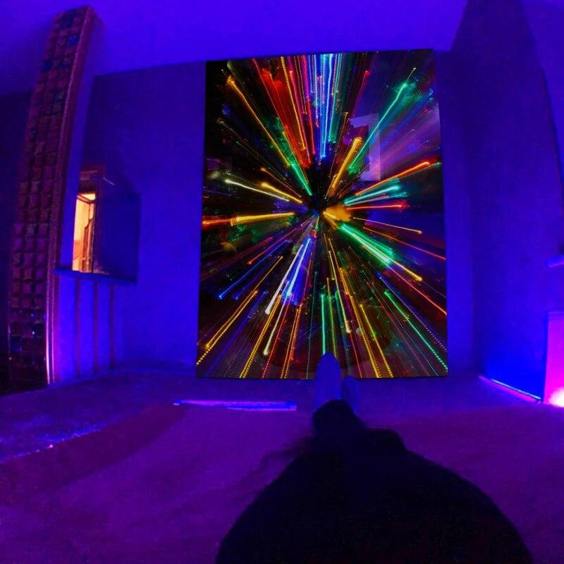 Mysterious Universe Starry Space Psychedelic Fluorescent Tapestry Wall Hanging  Trees and Stars Bedroom