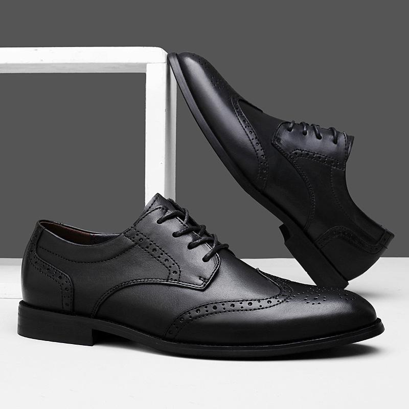 Men's Formal Brogue Leather Shoes - British Style, Small To Large Sizes