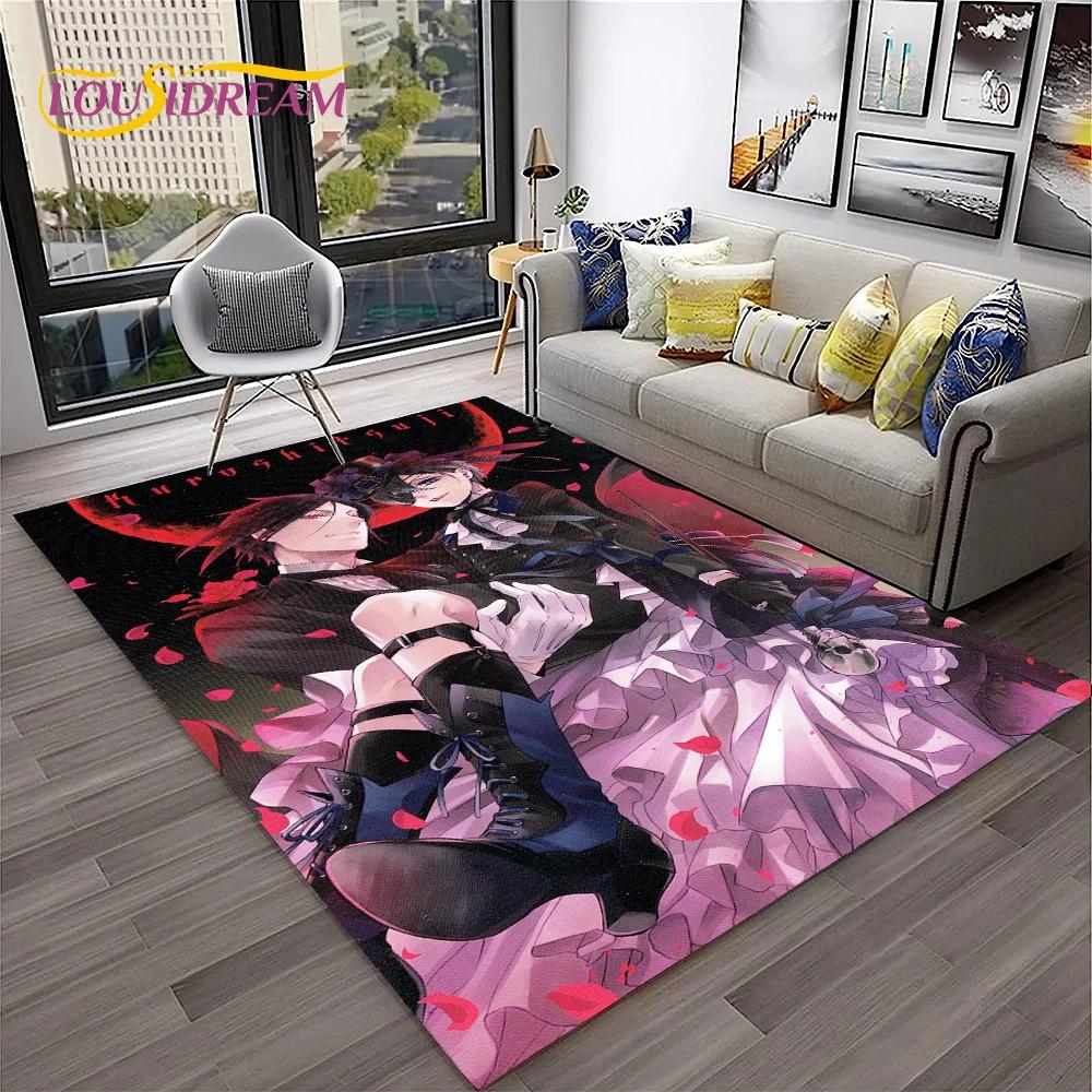 Cartoon Black Butler Anime 3D-Teppich für Zuhause, Wohnzimmer, Schlafzimmer, Sofa, Fußmatte, Dekor, Kinderspielbereich, rutschfeste Bodenmatte