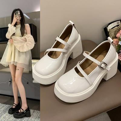 Fashion Retro Ankle Buckle Platform Pumps Women Japanese Style Patent Leather Mary Jane Shoes Woman Punk Thick Heels Lolita Shoes Mujer